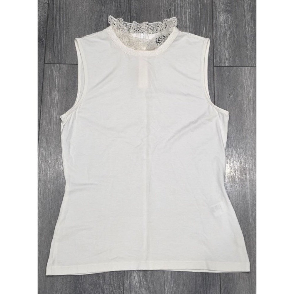 ME+EM Lace Trim Layering Tank Top White Sz 4 A006937